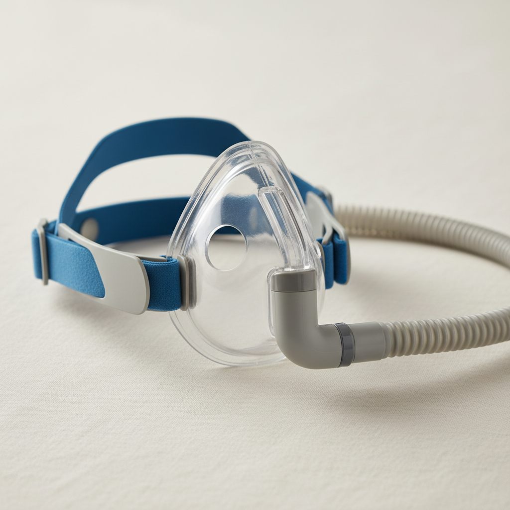 ماسك BiPAP أنفي حديث ومريح على سطح فاتح