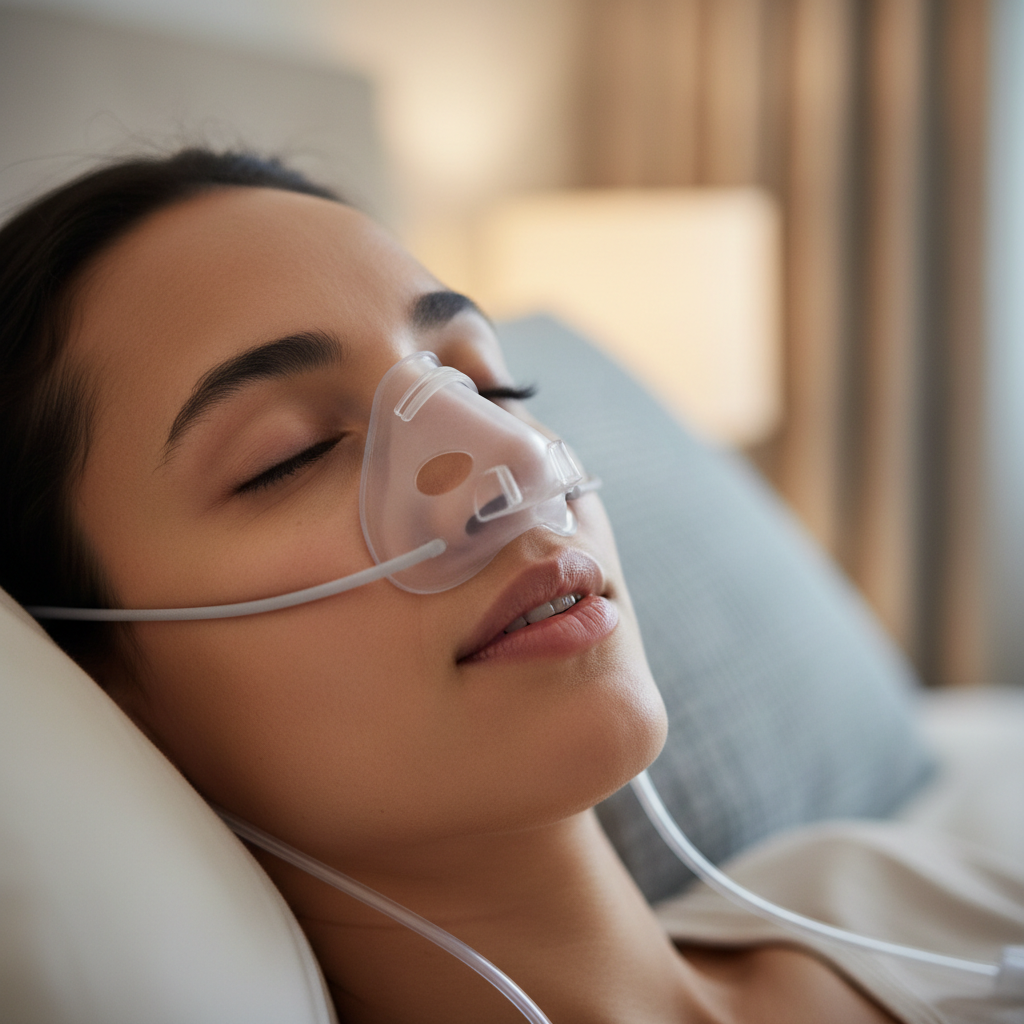 شخص يرتدي ماسك CPAP مريح أثناء النوم