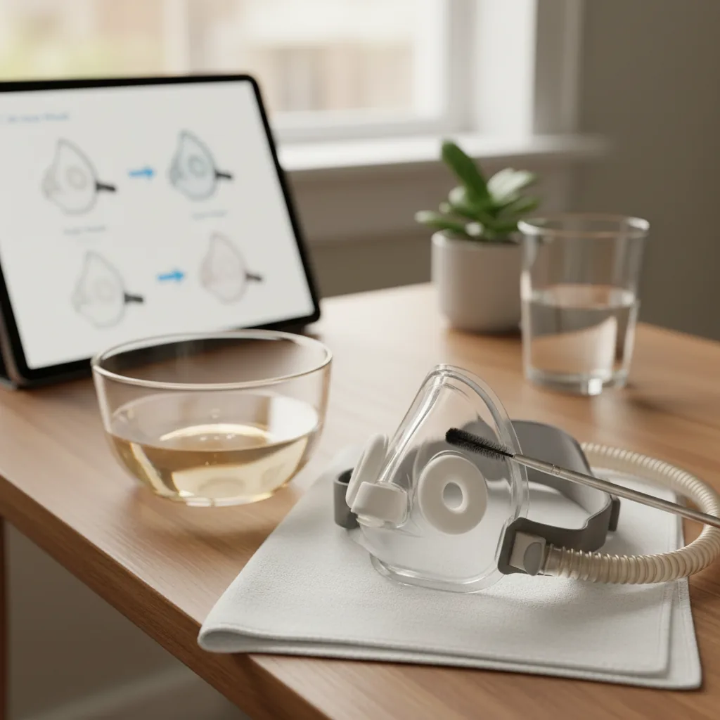 فحص خرطوم وماسك جهاز CPAP عند وجود تسريب أو جفاف