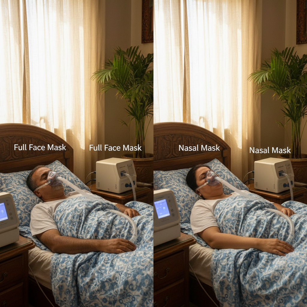 صورة توضيحية لمقال الفرق بين Full Face Mask و Nasal Mask: دليل شامل لاختيار أفضل قناع لجهاز CPAP أو BiPAP