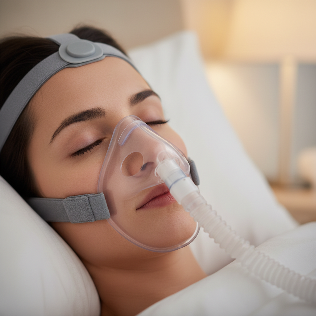 شخص يرتدي ماسك CPAP أنفي مريح أثناء النوم